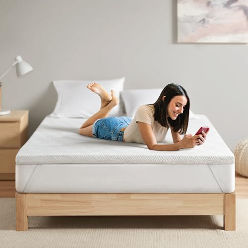 4 inch Gel Memory Foam Mattress Topper Queen size, Cooling Mattress Pad for Back Pain, with Removable Bamboo Cover,Bed Topper Soft & Breathable White